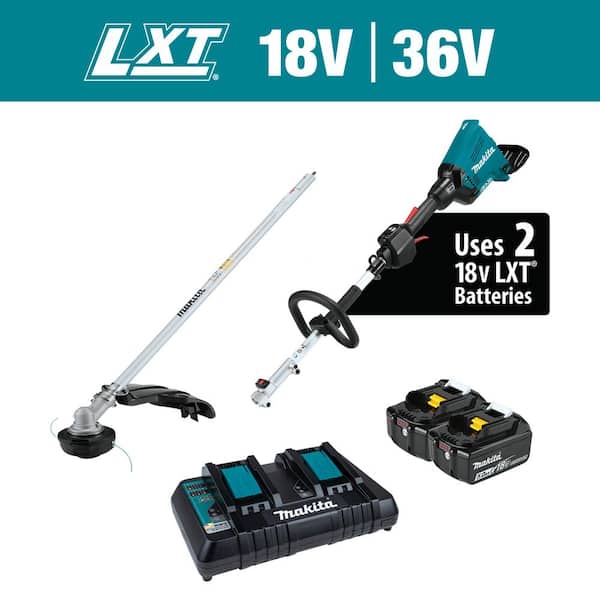 Makita LXT 18V X2 (36V) Lithium-Ion Brushless Couple Shaft Power Head Kit with Trimmer Attachment (5.0Ah)