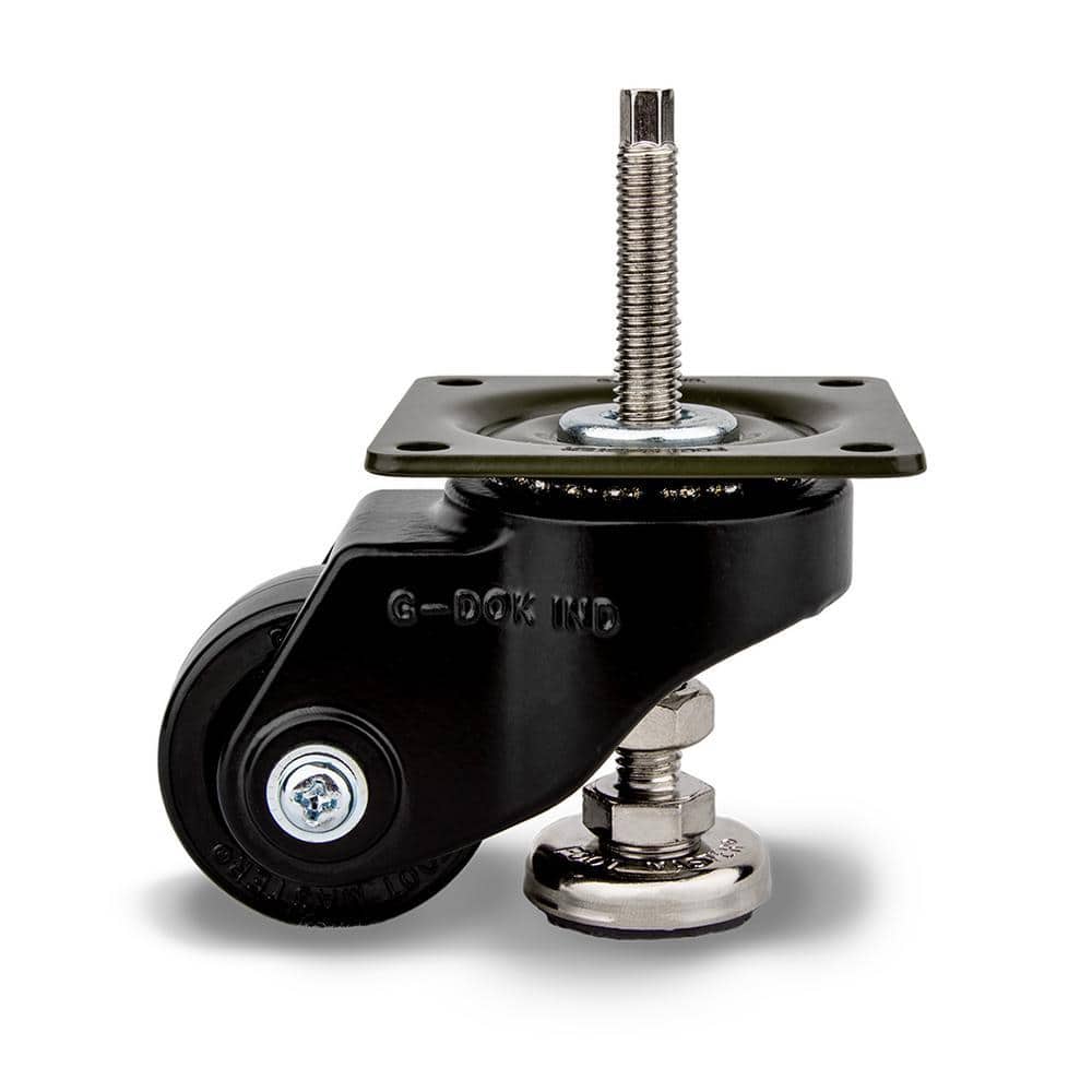 Foot Master GDH 2 in. Nylon Swivel Flat Black Plate Mounted Extended ...