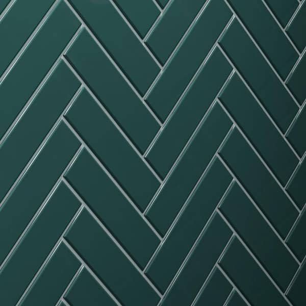 2 in. x 8 in. Marine Gloss Glass Subway Tile Sample