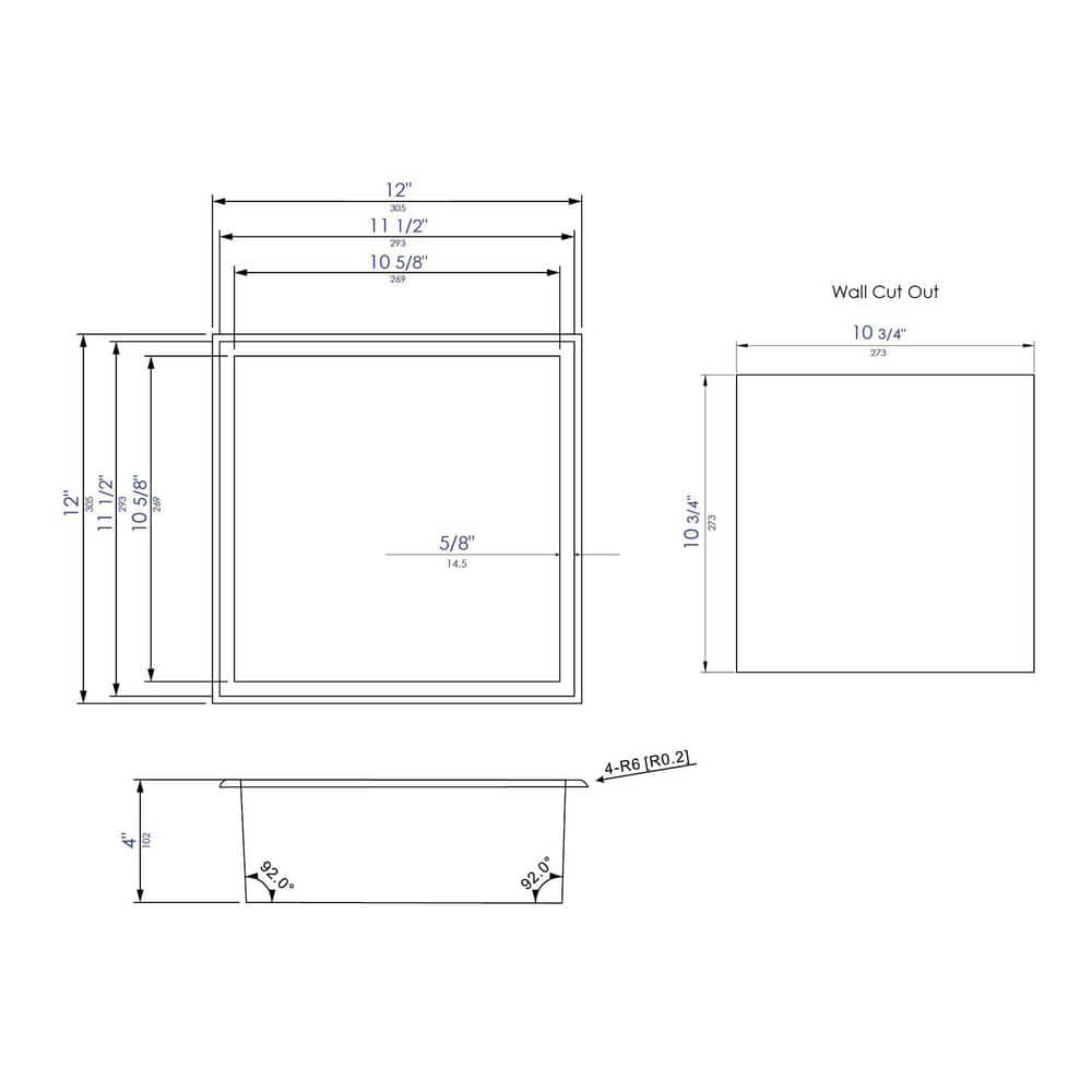 Brushed Black Stainless Steel Wall Mount Shower Niche