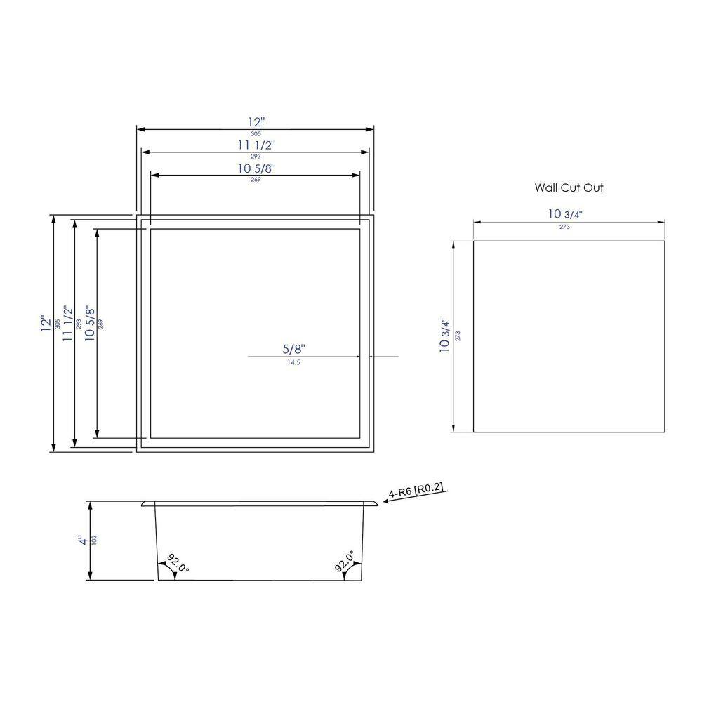 Brushed Copper Stainless Steel Wall Mounted Shower Niche