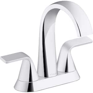 Cursiva 4 in. Centerset Double Handle Bathroom Faucet in Polished Chrome