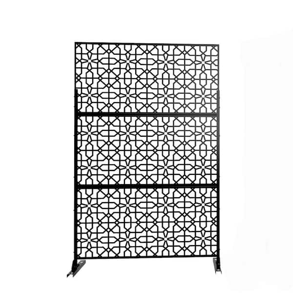 TIRAMISUBEST Black 3.93 ft. W x 6.33 ft. H Galvanized steel Privacy Mesh Screening (Set of 3) (Pattern 6)