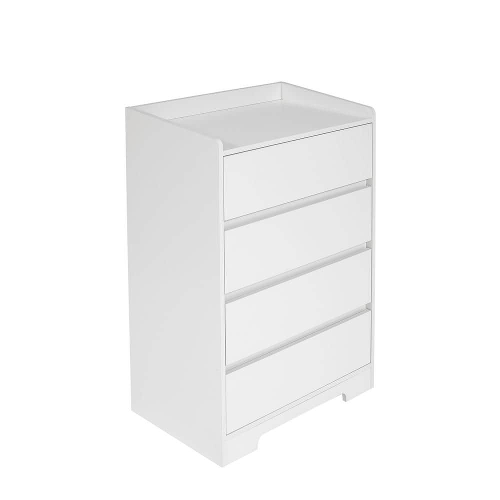 25.59 in. W x 15.75 in. D x 38.38 in. H White Wood Linen Cabinet with 4 Dra