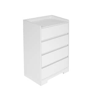 25.59 in. W x 15.75 in. D x 38.38 in. H White Wood Linen Cabinet with 4 Drawers and 1 Open Shelf for Living Room