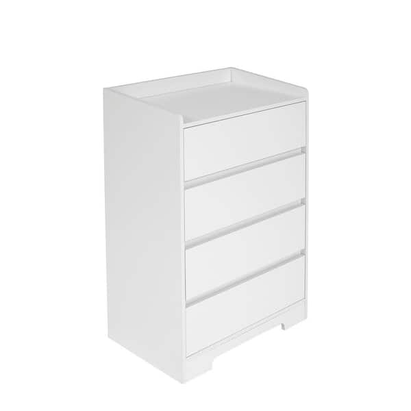 Unbranded 25.59 in. W x 15.75 in. D x 38.38 in. H White Wood Linen Cabinet with 4 Drawers and 1 Open Shelf for Living Room
