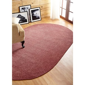 Chenille Braid Collection Mauve 42" x 66" Oval 100% Polyester Reversible Solid Area Rug