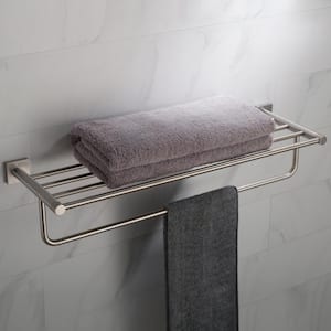 Ventus Bathroom Shelf with Towel Bar in Brushed Nickel