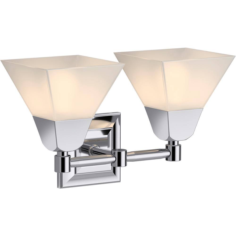 Elegant Moderne Brushed Gold 2-Light Bathroom Sconce