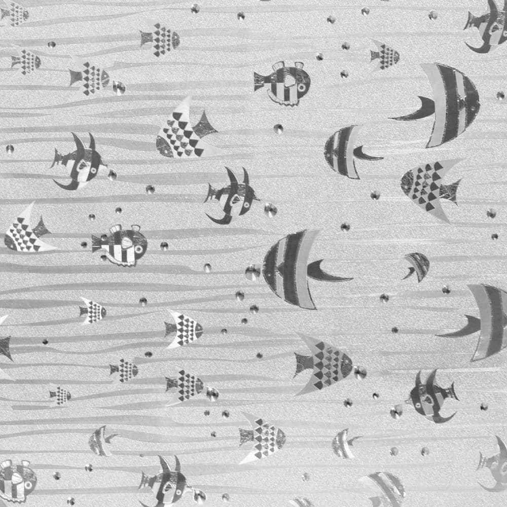 Floating Fish All Shades of Grey Vinyl Strippable Roll (Covers 26.6 sq. ft.