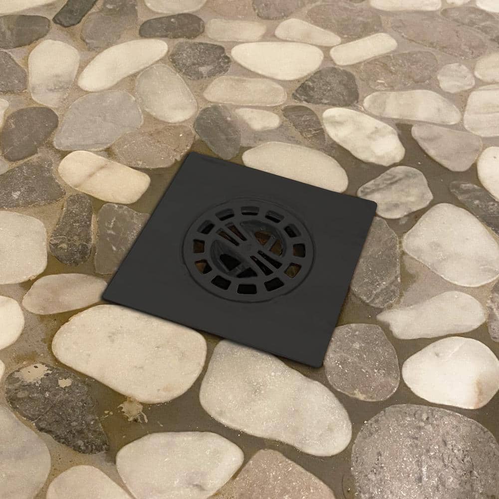 Matte Black Square Plastic Hair Catcher for Shower Drain