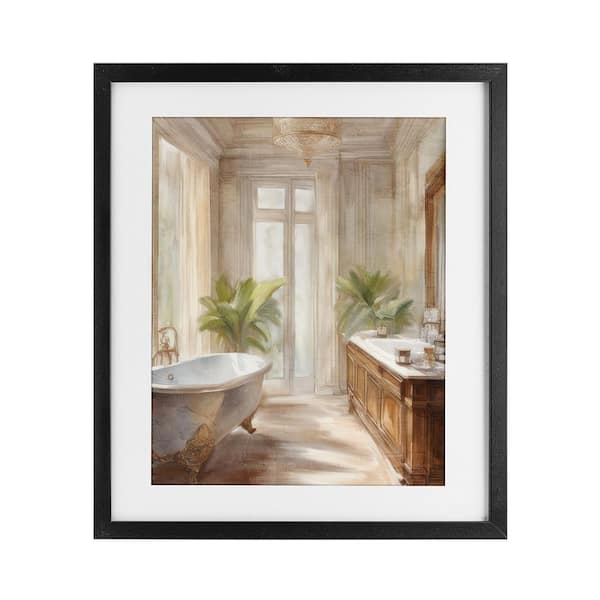 Serenity Bath Bathroom Painting by Kim Allen 1 Piece Black Under Glass Framed Abstract Graphic Art Print 16 in. x 13 in.