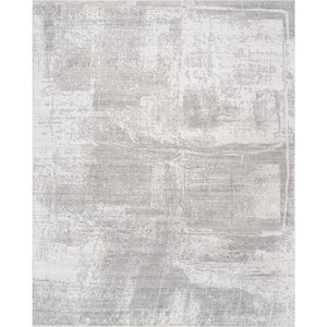 Amari Ivory 8 ft. x 10 ft. Abstract Bamboo silk and Wool Area Rug