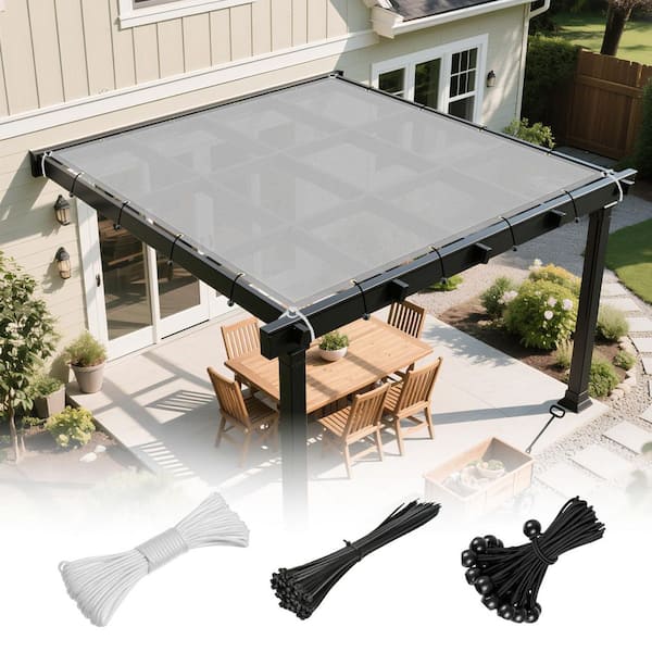 10 ft. x 12 ft. Shade Sail Straight Edge Rectangular Canopy Sail Shade Cloth Curved Shade Cover for Outdoor Garden(Gray)