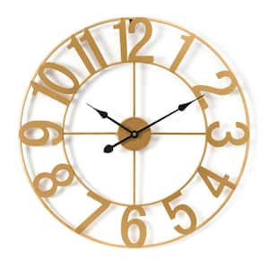 Gold Metal Analog Numeral Wall Clock
