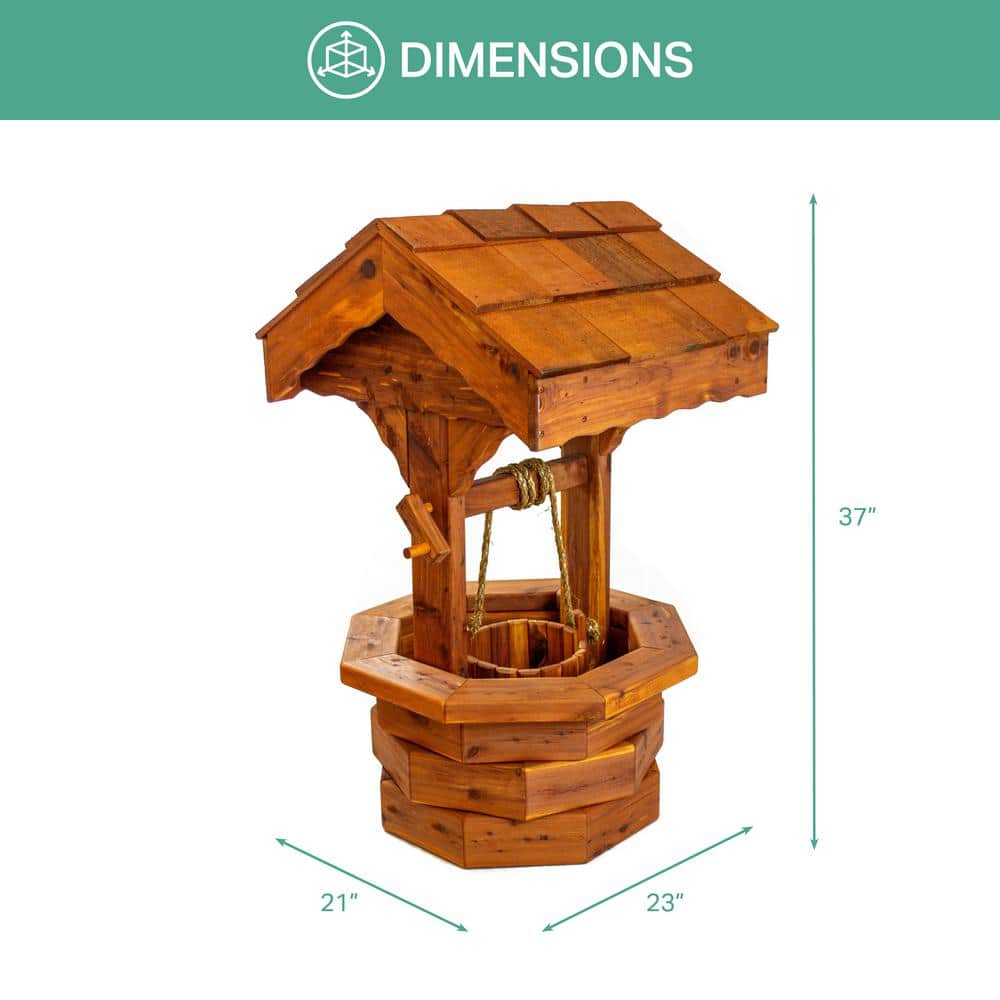 Medium Eastern Cedar Outdoor Decorative Wishing Well Planter