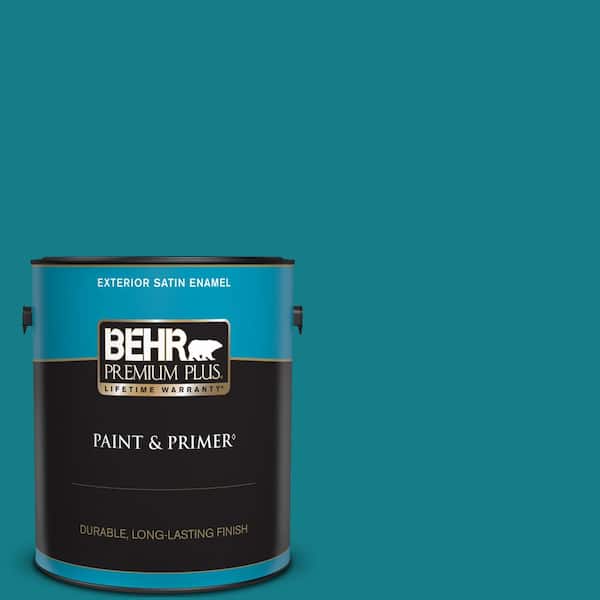 BEHR PREMIUM PLUS 1 gal. #PPU13-01 Caribe Satin Enamel Exterior Paint & Primer