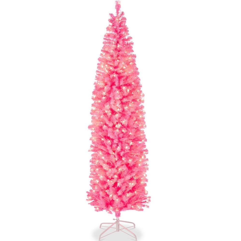 6.5 ft. Pink Fir Pre-Lit Pencil Artificial Christmas Tree with 175 Incandescent Warm White/Clear Lights price history on PriceWatchPro