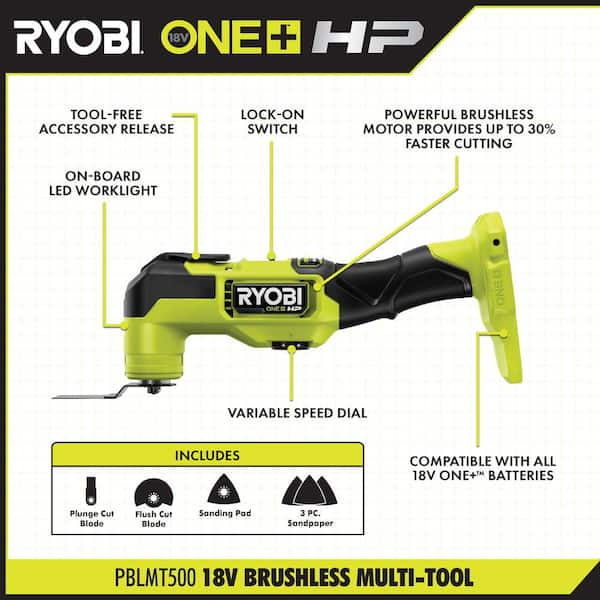 RYOBI ONE+ 18V HP 1/2 in. Brushless Cordless Mud Mixer (Tool Only) PBLMM01B  - The Home Depot