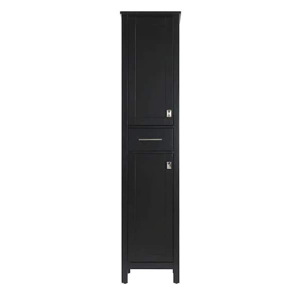 18 in. W x 72 in. D x in. H Black Freestanding Linen Cabinet