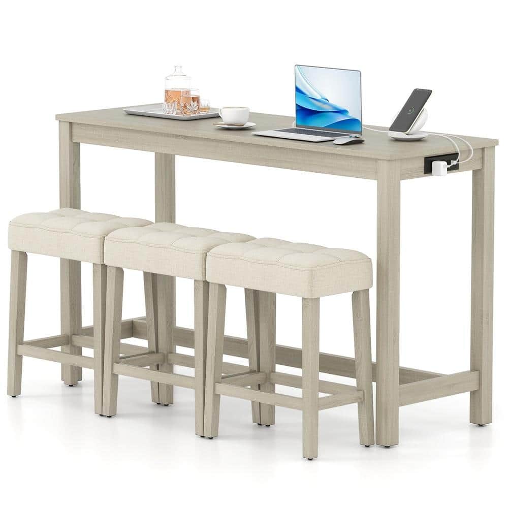4-Piece Counter Height Dining Set with Storage Stools and Charging Hub price history on PriceWatchPro