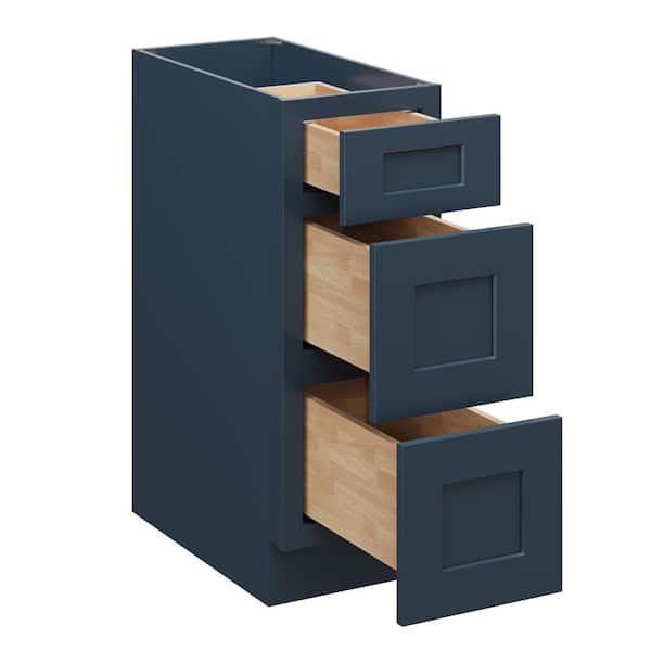 12 in. W x 24. in D x 34.5 in. H Ready to Assemble Drawer Base Cabinets with 3 Drawers in Cyber Grey