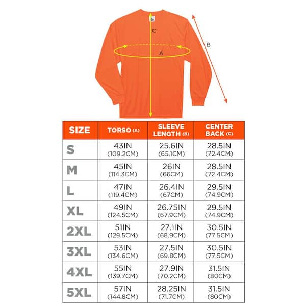 Ergodyne GloWear 8091 Medium Hi Vis Orange Long Sleeve T-Shirt