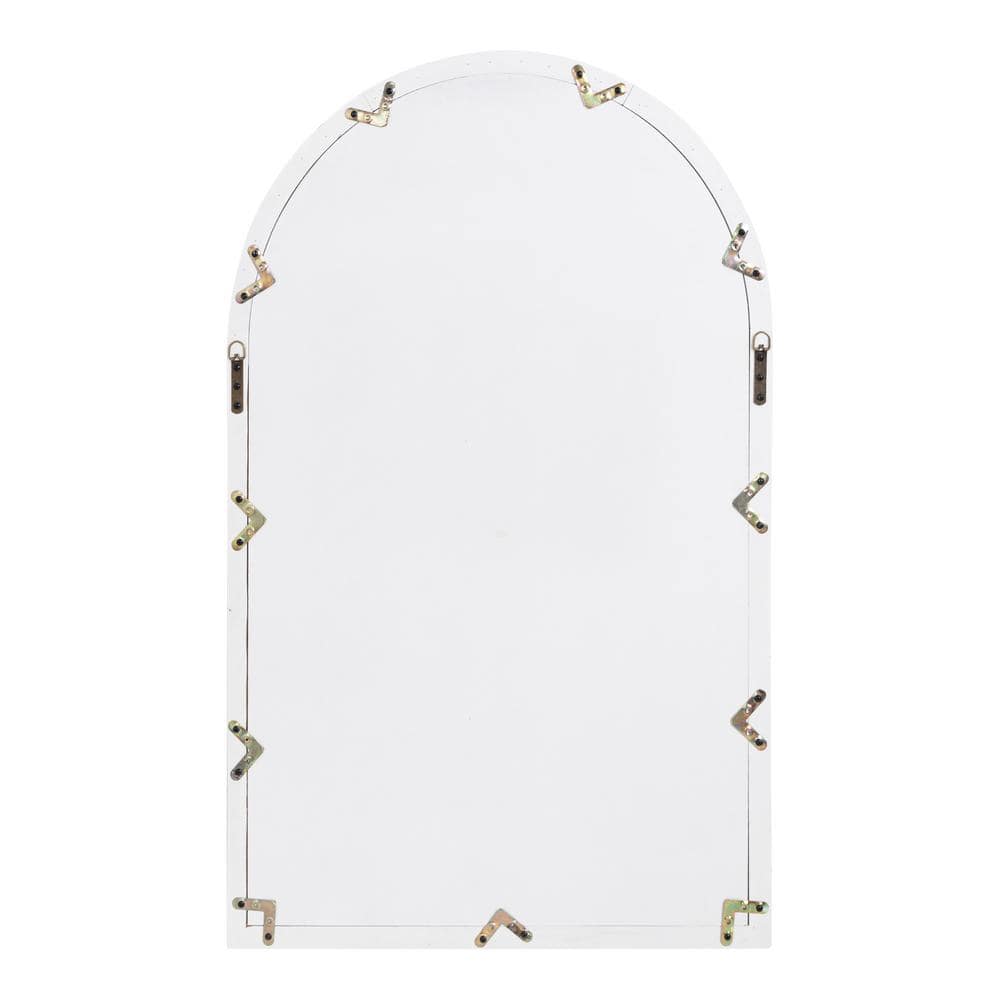 Rustic White Wood Windowpane Arch Vanity Mirror