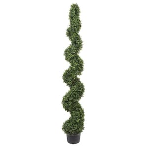 6 ft. Artificial Boxwood Plants Spiral on Pot UV