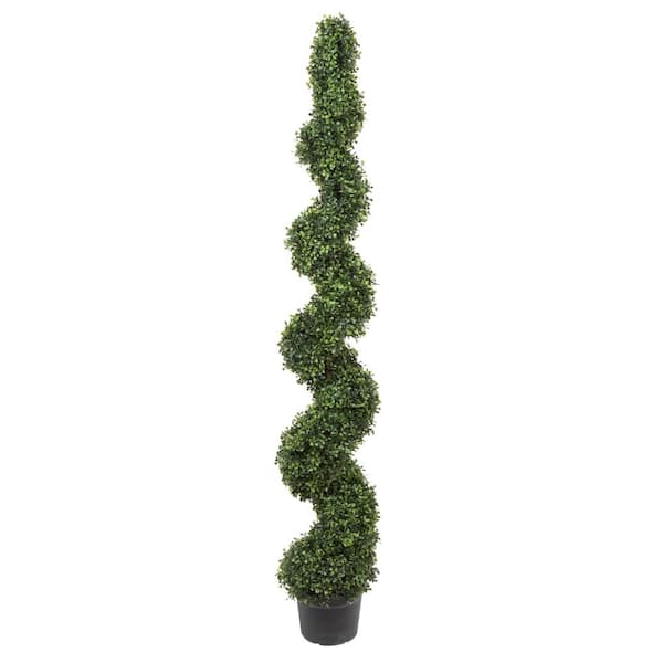 Vickerman 6 ft. Artificial Boxwood Plants Spiral on Pot UV