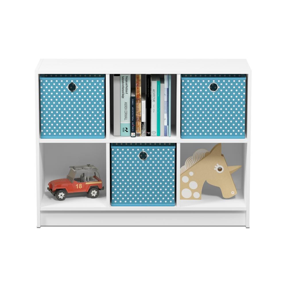White and Light Blue 6-Cube Freestanding Bookcase