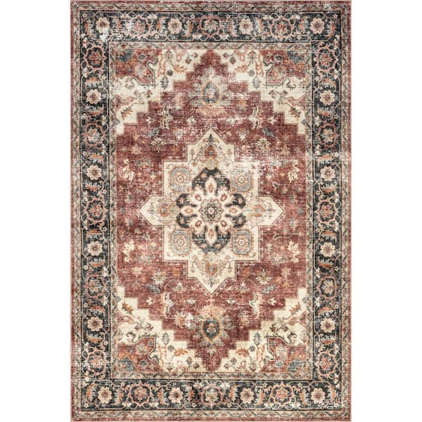 nuLOOM Arbor Traditional Vintage Machine Washable Rust 5 ft. x 8 ft. Area Rug