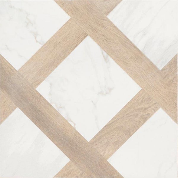 MSI Take Home Tile Sample - Marble Wood White 4 in. x 4 in. Matte Porcelain Floor and Wall Tile