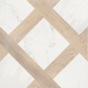 Marble Wood White 10 in. x 10 in. Matte Porcelain Floor and Wall Tile (13.44 sq. ft./Case)