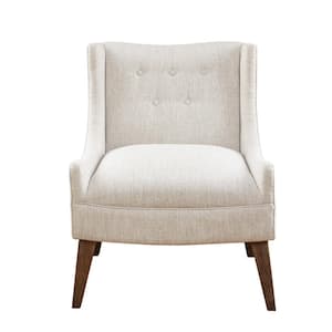 Leigh Cream Upholstered Recessed Arm Accent Chair