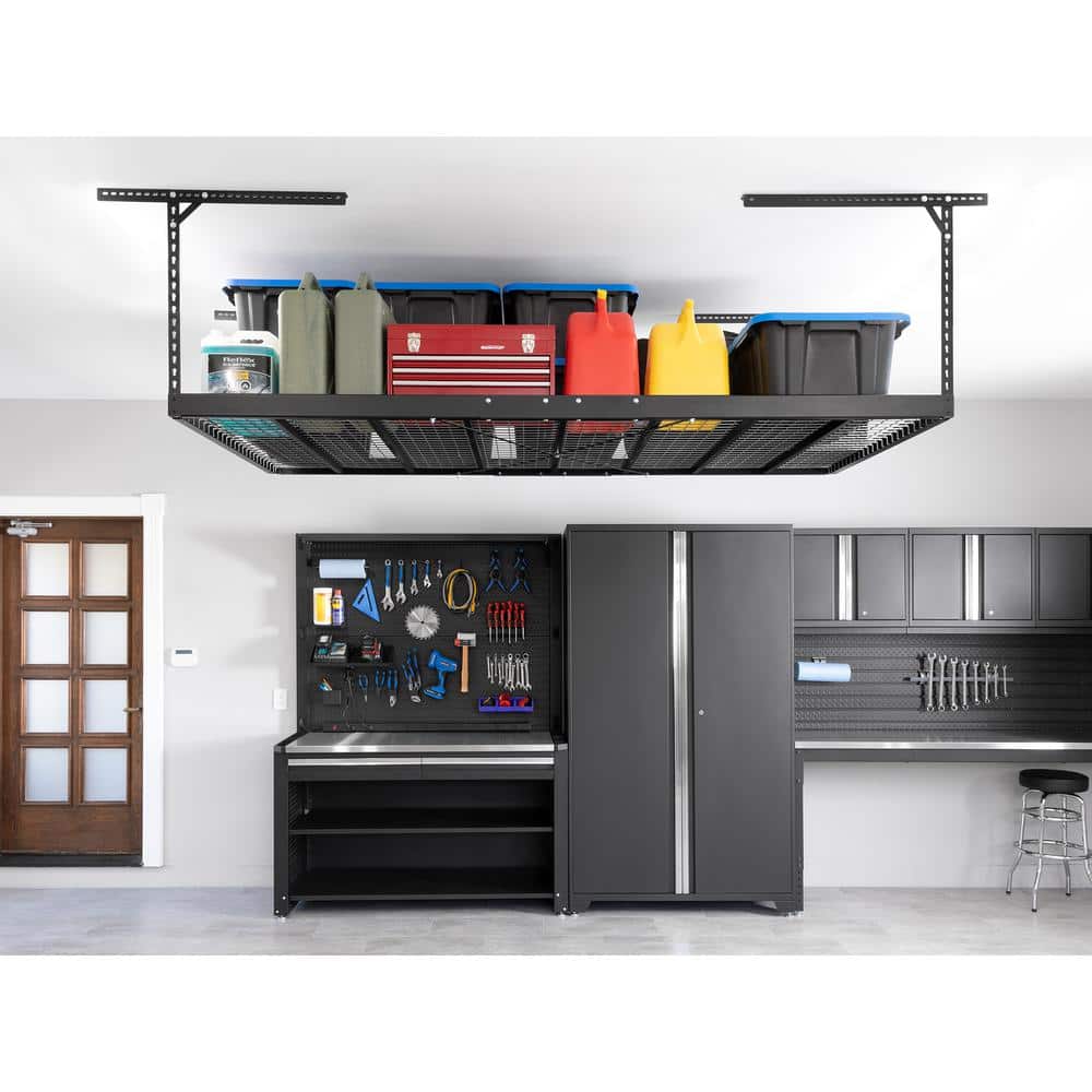 Black Heavy Duty Steel Adjustable Overhead Garage Storage Rack