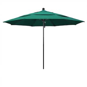 11 ft. Black Aluminum Commercial Market Patio Umbrella with Fiberglass Ribs and Pulley Lift in Spectrum Aztec Sunbrella