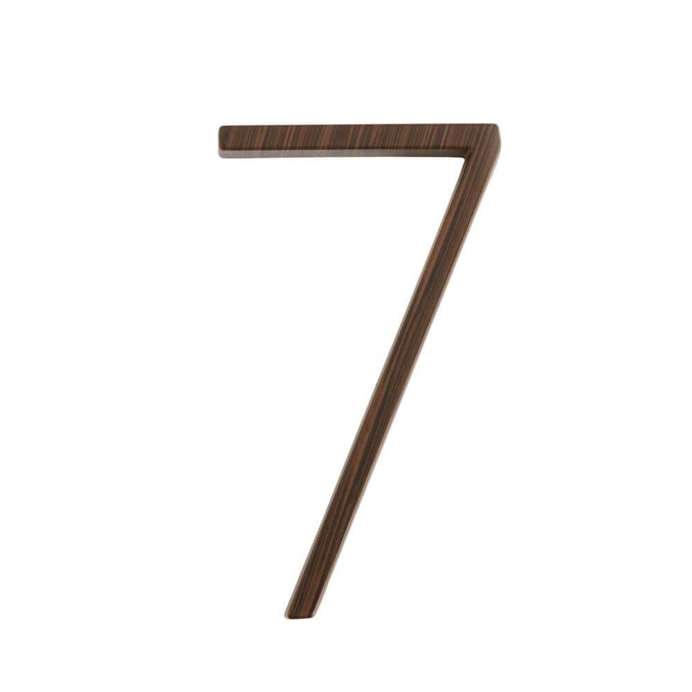 5 in. Wood Grain Zinc Alloy Floating or Flush House Number 7
