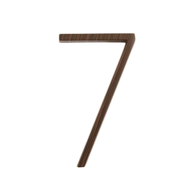 Everbilt 5 in. Wood Grain Zinc Alloy Floating or Flush House Number 7