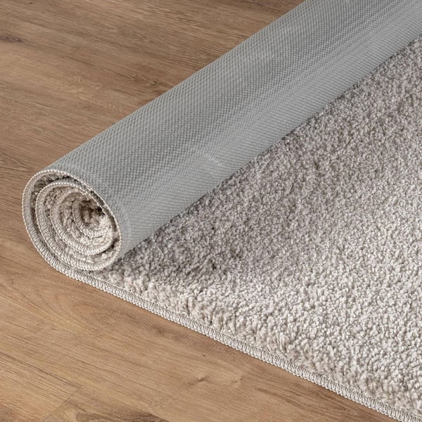 Beverly Rug Silky Gray 6 ft. x 9 ft. Solid Plus Thick Pile Non