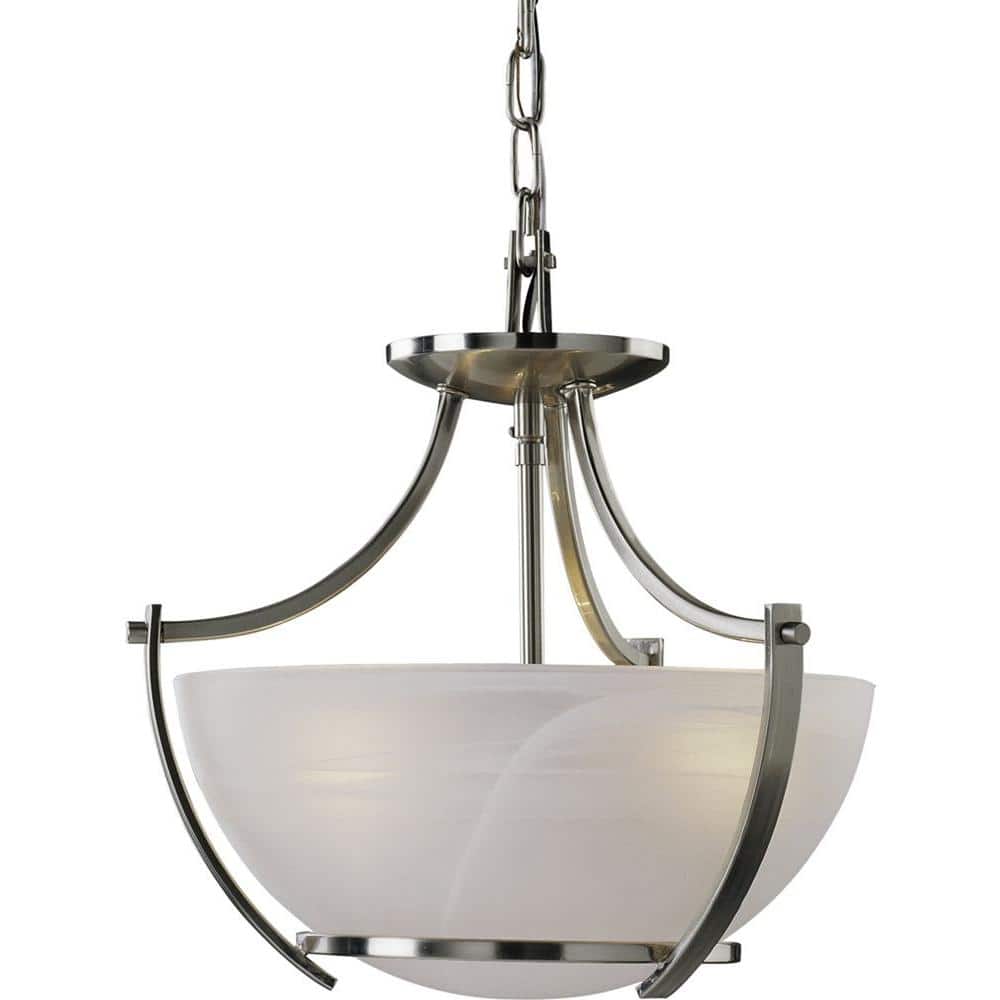 Brushed Nickel Alabaster Glass Semi-Flush Mount Light