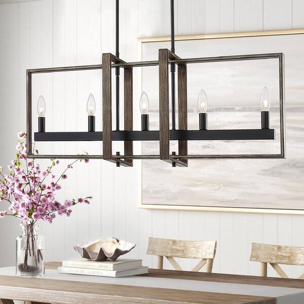 Vanity Art Amiens 5-Light Darkwood/Black Linear Pendant