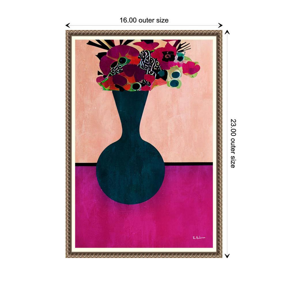 Vibrant Gem Tone Floral Canvas Art in Navy Blue Vase