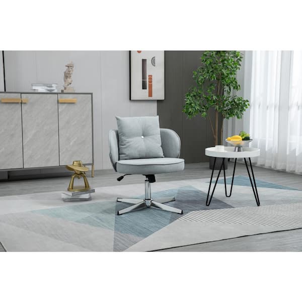 HOMEFUN Modern Contemporary Light Gray Linen Upholstered Swivel Barrel Accent Chair
