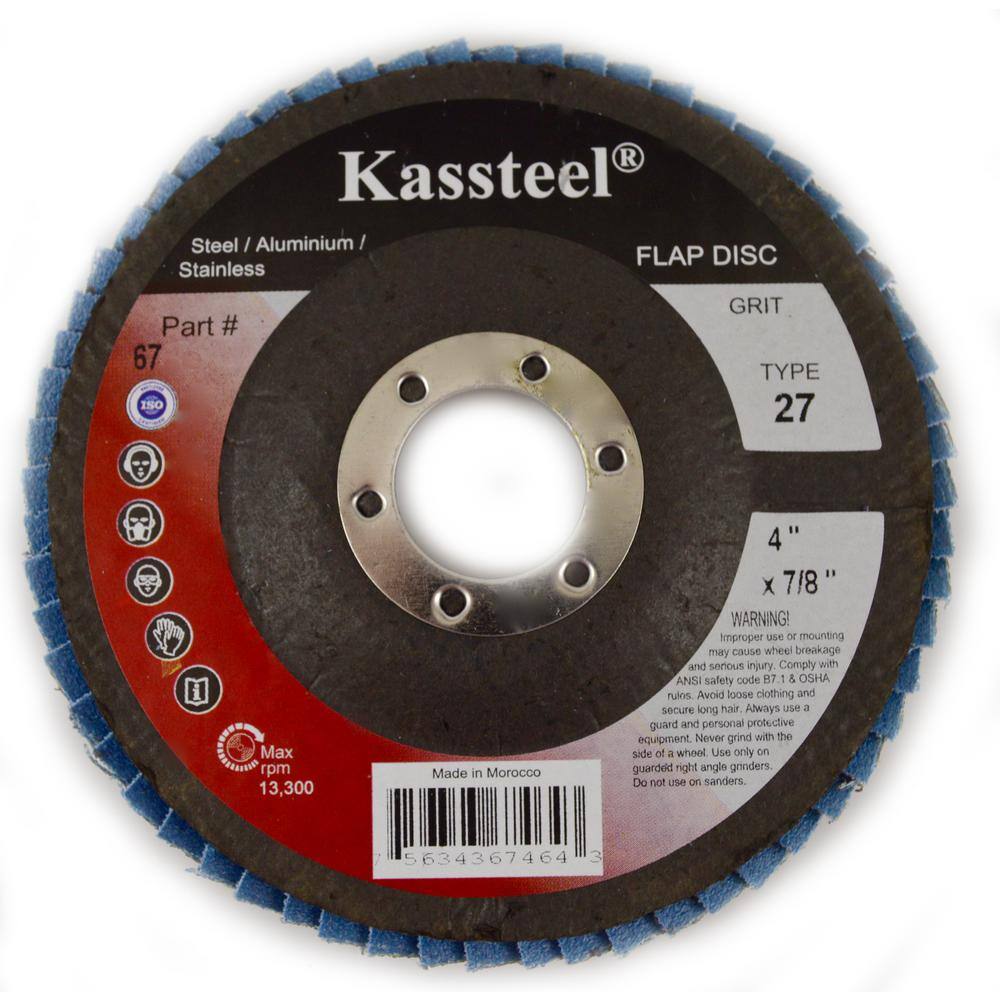 4 in. x 5/8 in. Type T27 36-Grit Zirconia High Density Flap Discs, (10-Pack