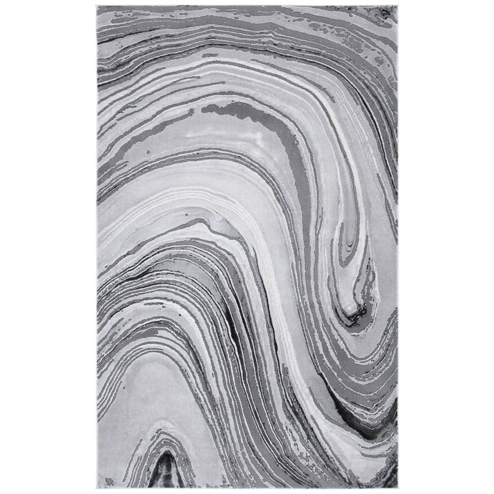 Gray Abstract Hand-knotted Reversible Area Rug