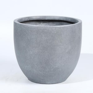 12.2 in. H Round Tapered Light Gray MgO Composite Planter Pot