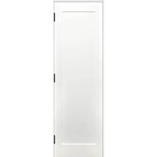 Pacific Entries 28 in. x 80 in. Shaker Unfinished 1-Panel All Wood Construction Primed Pine Reversible Single Prehung Interior Door