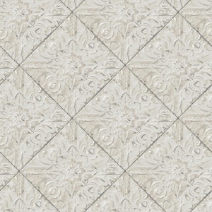 Brandi Grey Tin Tile Grey Wallpaper Sample