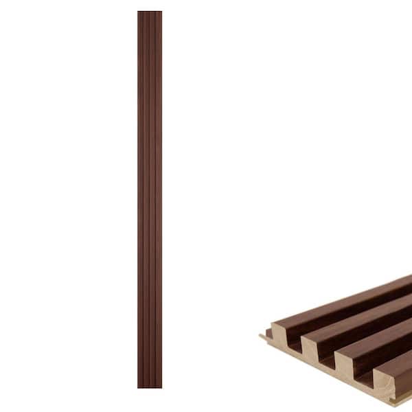Walnut Slat Wood Wall Paneling for Interior and Ceiling Decoration-Pack of 4 Panels with End-Trim